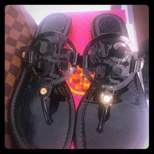 Black Patent Tory flats